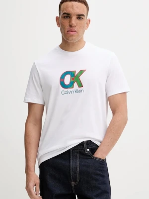 Calvin Klein t-shirt bawełniany męski kolor biały z nadrukiem LV04RD821G