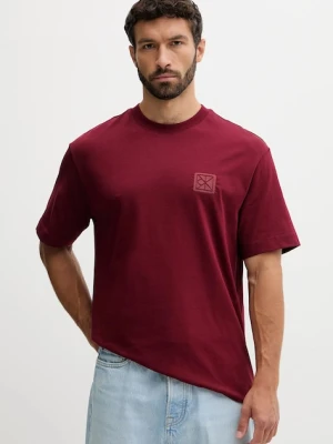 Calvin Klein t-shirt bawełniany męski kolor bordowy z aplikacją LV04LD224G