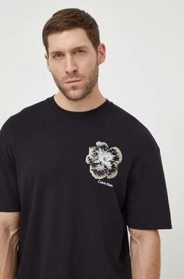 Calvin Klein t-shirt bawełniany męski kolor czarny z aplikacją