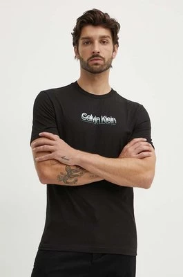 Calvin Klein t-shirt bawełniany męski kolor czarny z aplikacją K10K113118