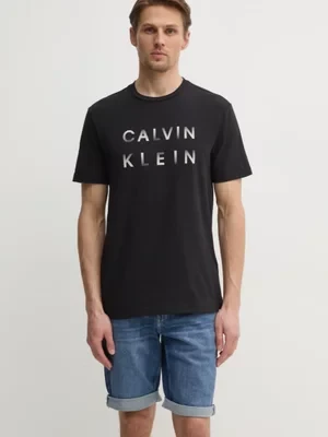 Calvin Klein t-shirt bawełniany męski kolor czarny z nadrukiem K10K114156