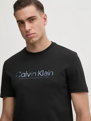 Calvin Klein t-shirt bawełniany męski kolor czarny z nadrukiem K10K114162