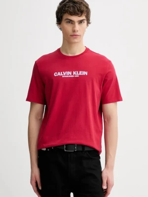 Calvin Klein t-shirt bawełniany męski kolor czerwony z nadrukiem LV04RE820G