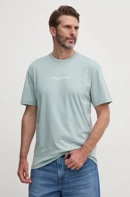 Calvin Klein t-shirt bawełniany męski kolor fioletowy wzorzysty