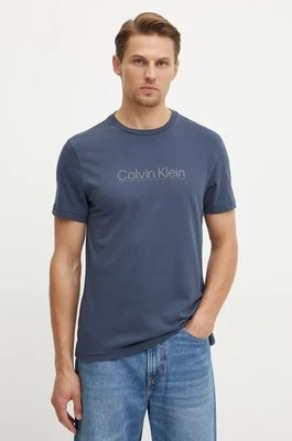 Calvin Klein t-shirt bawełniany męski kolor granatowy z aplikacją K10K113587