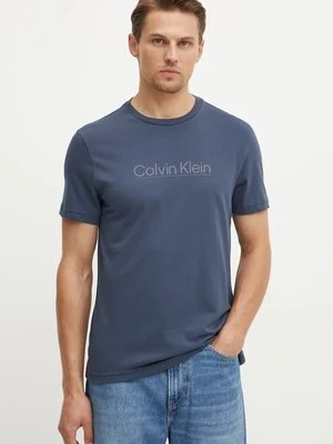 Calvin Klein t-shirt bawełniany męski kolor granatowy z aplikacją K10K113587