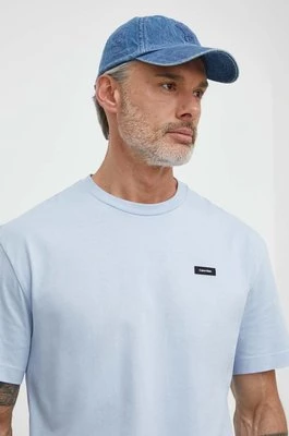 Calvin Klein t-shirt bawełniany męski kolor niebieski gładki