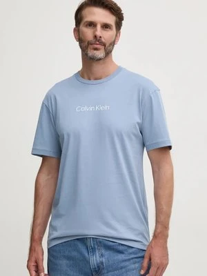 Calvin Klein t-shirt bawełniany męski kolor niebieski wzorzysty