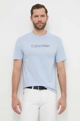 Calvin Klein t-shirt bawełniany męski kolor niebieski z nadrukiem