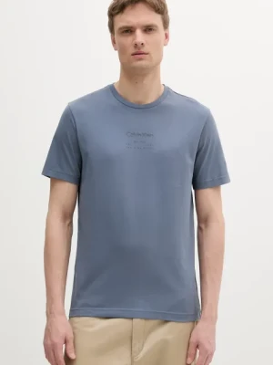 Calvin Klein t-shirt bawełniany męski kolor niebieski z nadrukiem K10K114172
