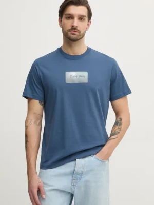 Calvin Klein t-shirt bawełniany męski kolor niebieski z nadrukiem K10K114174