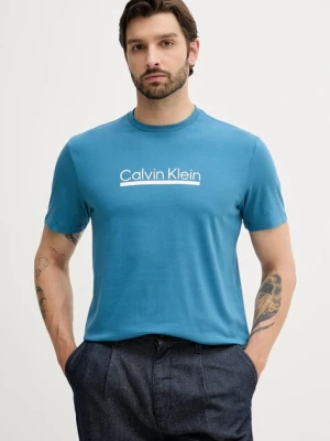 Calvin Klein t-shirt bawełniany męski kolor niebieski z nadrukiem LV04RC852G