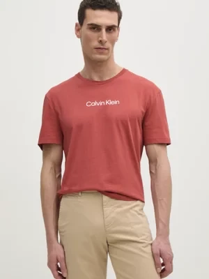 Calvin Klein t-shirt bawełniany kolor pomarańczowy K10K111346