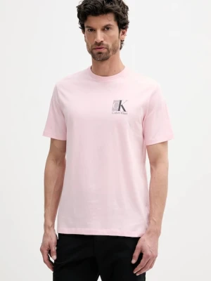 Calvin Klein t-shirt bawełniany męski kolor różowy z nadrukiem LV04RC853G