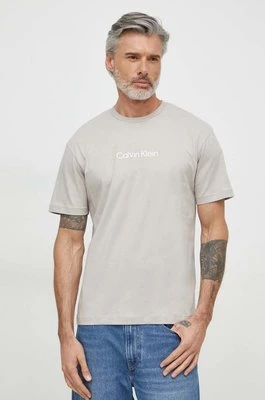 Calvin Klein t-shirt bawełniany męski kolor szary wzorzysty