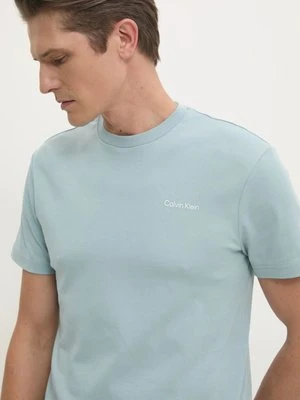 Calvin Klein t-shirt bawełniany męski kolor turkusowy gładki K10K109894