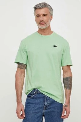 Calvin Klein t-shirt bawełniany męski kolor zielony gładki