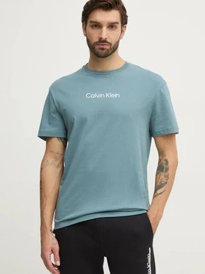 Calvin Klein t-shirt bawełniany męski kolor zielony wzorzysty K10K111346