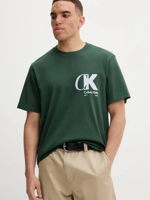 Calvin Klein t-shirt bawełniany męski kolor zielony z nadrukiem LV04RD823G