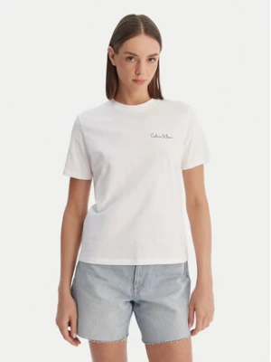 Calvin Klein T-Shirt Calvin Klein-Lv047E809G Yaa LV047E809G Biały Classic Fit