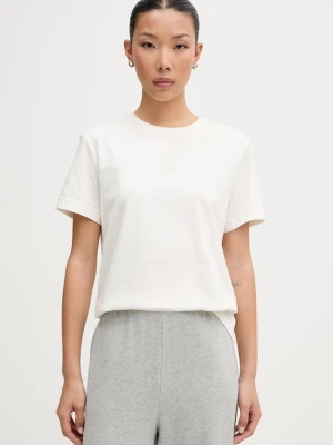 Calvin Klein T-shirt damski bawełniany beżowy