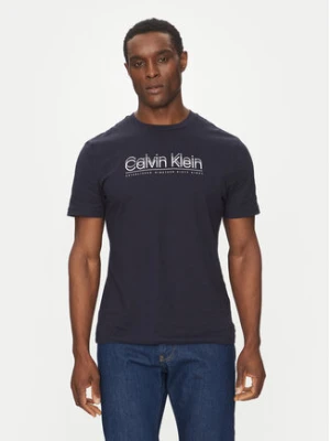 Calvin Klein T-Shirt Double Logo K10K114149 Granatowy Regular Fit