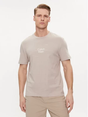Calvin Klein T-Shirt Line Logo K10K112489 Beżowy Regular Fit