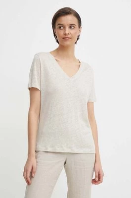 Calvin Klein t-shirt lniany kolor beżowy K20K207261