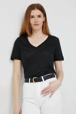 Calvin Klein t-shirt lniany kolor czarny