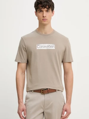 Calvin Klein T-shirt męski bawełniany beżowy