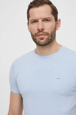 Calvin Klein t-shirt męski kolor niebieski gładki