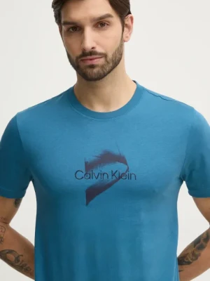 Calvin Klein t-shirt męski kolor turkusowy z nadrukiem K10K114353