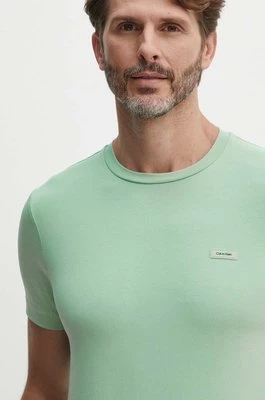 Calvin Klein t-shirt męski kolor zielony gładki