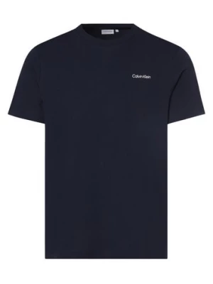 Calvin Klein T-shirt męski Mężczyźni Bawełna niebieski jednolity,