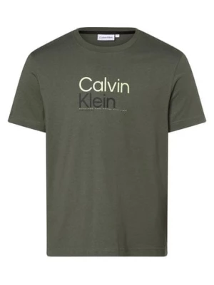 Calvin Klein T-shirt męski Mężczyźni Bawełna zielony nadruk,