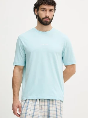 Calvin Klein T-shirt męski z bawełną turkusowy