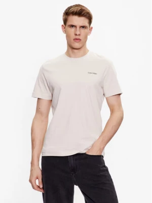 Calvin Klein T-Shirt Micro Logo Interlock K10K109894 Beżowy Regular Fit