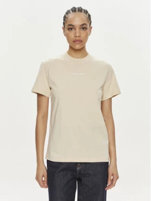 Calvin Klein T-Shirt Multi Logo K20K207215 Beżowy Regular Fit