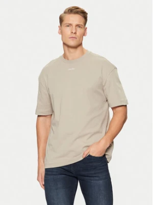 Calvin Klein T-Shirt Nano Logo Interlock T-Shirt K10K112487 Beżowy Regular Fit