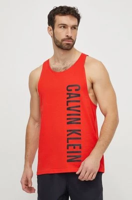 Calvin Klein t-shirt plażowy bawełniany kolor czerwony