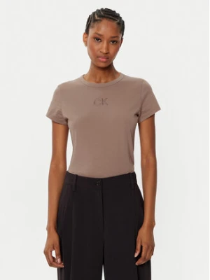 Calvin Klein T-Shirt Satin K20K207974 Beżowy Regular Fit