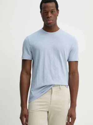 Calvin Klein t-shirt z domieszką lnu męski kolor niebieski gładki K10K114160