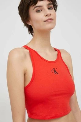 Calvin Klein top bawełniany kolor czerwony