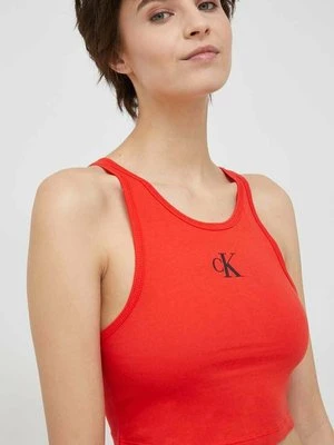 Calvin Klein top bawełniany kolor czerwony