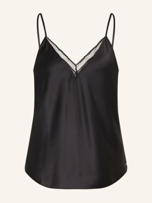 Calvin Klein Top Do Spania Signature Stretch Lace Z Satyny schwarz CZARNY