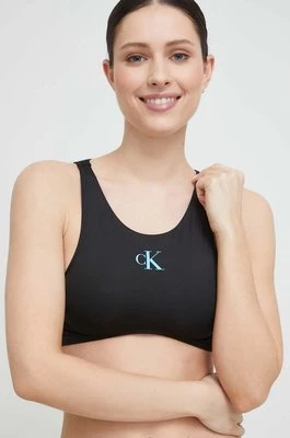 Calvin Klein top kąpielowy kolor czarny miękka miseczka