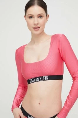 Calvin Klein top kąpielowy kolor fioletowy miękka miseczka