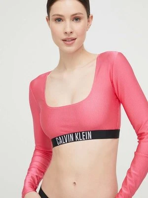 Calvin Klein top kąpielowy kolor fioletowy miękka miseczka