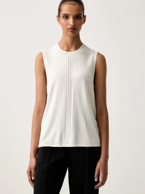 Calvin Klein top swetrowy damski z wiskozą beżowy