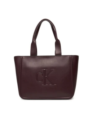 Calvin Klein Torebka Bold Ck Medium Tote LV04F3218G Bordowy
